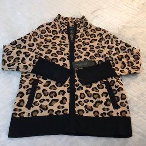 NWT Rachel Zoe Leopard Print Zip Up Sweater